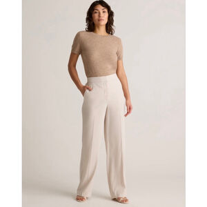 New With Tags Stretch Crepe Classic Trouser Pants Textured Sand Size 10